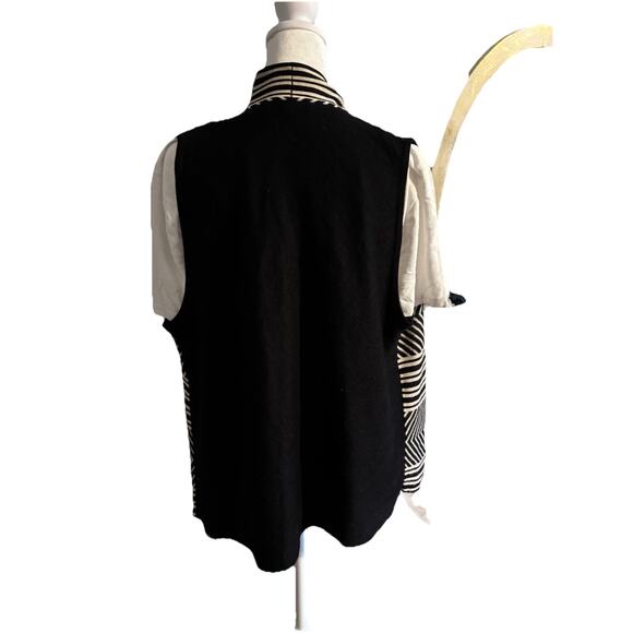 Spence Knits XL Drape Front Open Sweater Vest XL Black & Beige - Picture 3 of 4